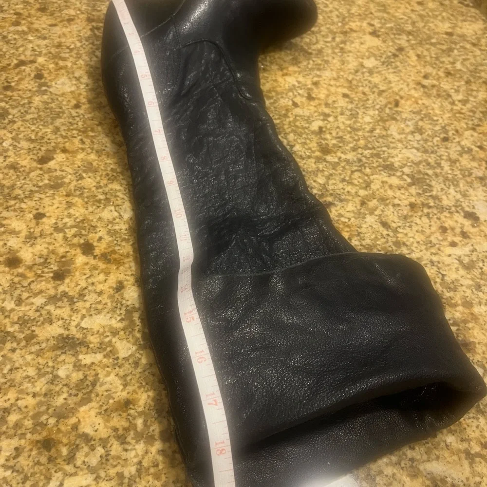 Kork-Ease Adrianne Black leather high knee Tall Fold over wedge boots size 8.5